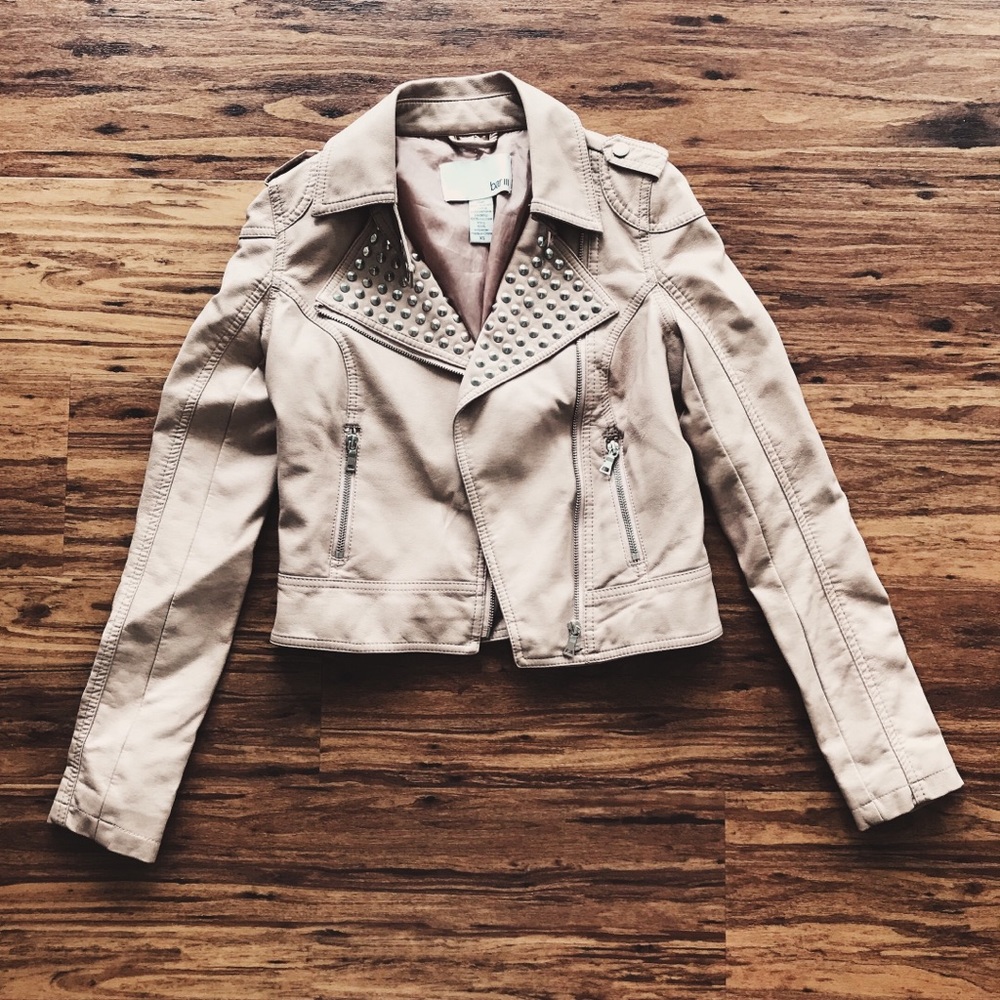 🔥EUC Blush Moto Leather Biker Jacket Bar III